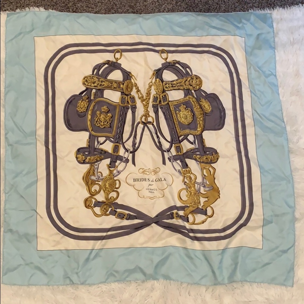 Authentic Large Hermès vintage silk scarf